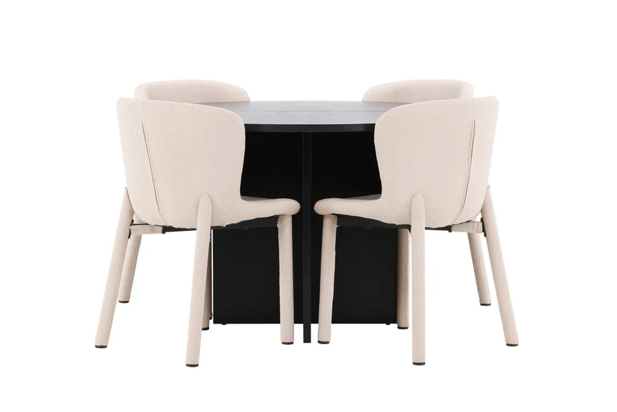 Spisegruppe Strada & Astoria 2-pakk ⌀120 – svart og beige