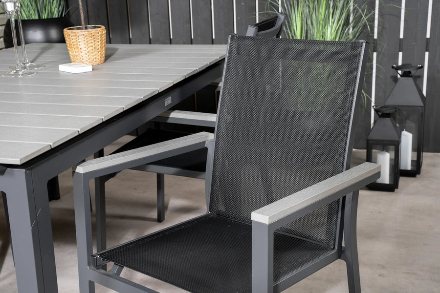 Spisegruppe Levels & Parma rektangulær 160 x 100 + spisestoler 2-pakk – svart