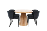 Spisestol Edina & Stjärnö 2-pakk – svart + Spisebord ovalt 200 x 90 – natur