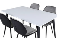 Spisestol Emma & Jimmy 2-pakk og rektangulært spisebord 150 x 90 – grå og hvit