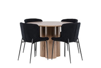 Spisestol Modesto & Olivia 2-pakk – svart + Spisebord rundt ⌀110 – brun