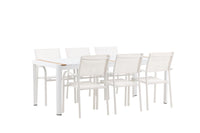 Spisebord Togo & Santorini 200 × 100 + Spisestol 2-pakk – hvit