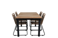 Spisegruppe Mexico & Lindos 180 x 90 + 2-pakk spisestoler – natur og brun