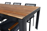 Spisegruppe Dallas & Bois 2-pakk rektangulært 205 x 90 – svart og natur