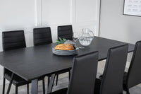 Spisestol Slim & Marina 2-pakk + rektangulært spisebord 180 x 90 – svart