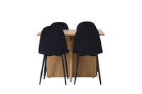 Spisestol Polar & Leo 2-pakk – svart + Rektangulært spisebord 100 x 100 – natur