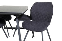 Spisestol Gemma & Inca 2-pakk + rektangulært spisebord 160 x 85 – svart