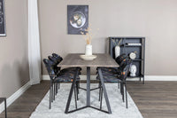 Spisestol Vault & Marina 2-pakk – svart + Rektangulært spisebord 180 x 90 – natur