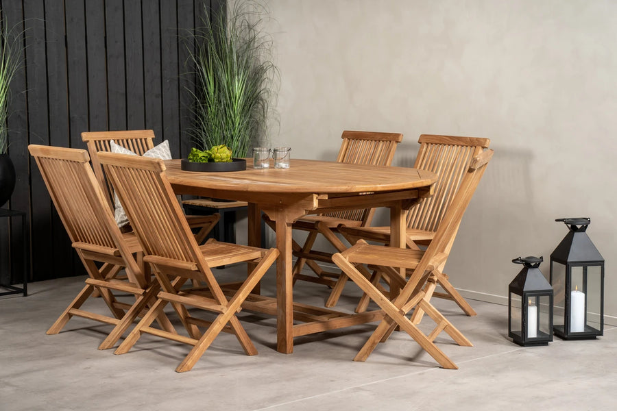 Spisestol Kenya 2-pakk + Spisebord ovalt 180 x 120 – natur