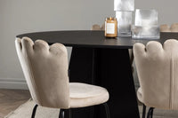 Spisestol Limhamn & Bootcut 2-pakk beige + Spisebord ovalt 230 x 115 – svart