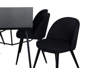 Spisegruppe Petra & Velvet rektangulært spisebord 190 x 90 + 2-pakk spisestoler – svart