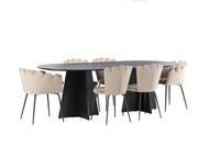 Spisestol Limhamn & Bootcut 2-pakk beige + Spisebord ovalt 230 x 115 – svart