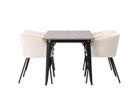 Spisegruppe Berit & Tempe 140 x 80 – beige og valnøtt