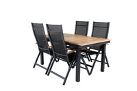 Posisjonsstol Panama 2-pakk + Rektangulært spisebord 152 x 90 – svart