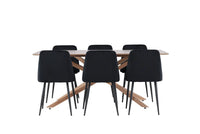 Spisestol Night & Piazza 2-pakk + rektangulært spisebord 180 x 90 – svart og mokka