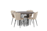 Spisestol Limhamn & Stone 2-pakk + Rundt spisebord ⌀120 – beige og mokka
