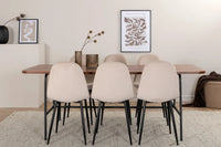 Spisegruppe Uno & Polar 200 x 90 + spisestol 2-pakk – natur og beige