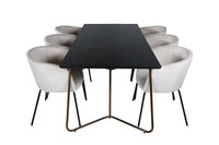 Spisegruppe Berit & Petra 190 x 90 – beige og svart