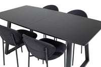 Spisestol Vault & Inca 2-pakk + Rektangulært spisebord 160 x 85 – svart
