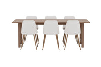 Spisegruppe Night & Count 2-pakk stoler og rektangulært spisebord 220 x 100 – beige og brun