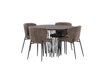 Spisestol Modesto & Stone 2-pakk + Spisebord rundt ⌀120 – brun og mokka