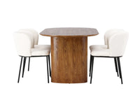Spisegruppe Edina & Isolde 2-pakk + Ovalt 180 x 90 – hvit og natur