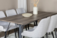 Spisestol Plaza & Marina 2-pakk + Rektangulært spisebord 180 x 90 – grå og natur