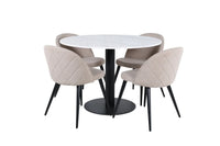 Spisegruppe Velvet & Estelle rund ⌀106 2-pakk – beige og hvit