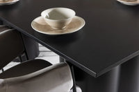 Spisestol Evelina & Olivia 2-pakk + Rektangulært spisebord 210 x 100 – grå og svart
