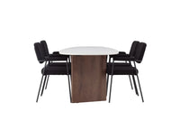 Spisegruppe oval 180 x 90 2-pakk – lys grå og svart