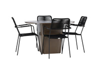 Spisestol Lindos & Santa Fe 2-pakk – svart + Spisebord rundt ⌀120 – brun