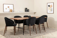Spisestol Arch & Uno 2-pakk – svart + spisebord rektangulært 200 x 90 – natur