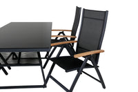 Spisebord Dallas & Panama 193 x 90 + posisjonsstol 2-pakk – svart