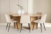 Spisestol Night & Strada 2-pakk – beige + Spisebord rektangulært ⌀120 – whitewash