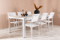 Spisebord Togo & Santorini 200 × 100 + Spisestol 2-pakk – hvit