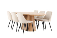 Spisestol Night & Stjärnö 2-pakk + Ovalt spisebord 200 x 90 – beige og natur