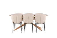 Spisestol Modesto & Piazza 2-pakk + Spisebord rektangulært 180 x 90 – beige og mocca