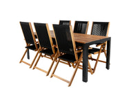 Spisestol Little John 2-pakk – svart + Spisebord rektangulært 205 x 90 – natur