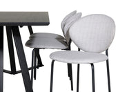 Spisestol Vault & Marina 2-pakk + rektangulært spisebord 180 x 90 – grå og svart