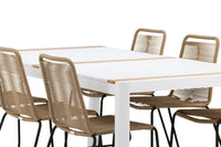 Spisegruppe Togo & Lindos 200 × 100 + spisestol 2-pakk – hvit og brun