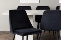Spisestol Night & Olga 2-pakk + Rektangulært spisebord 200 x 90 – svart og hvit