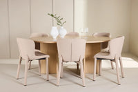 Spisegruppe Strada & Astoria ⌀120 2-pakk – whitewash og beige