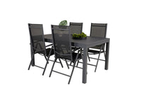Posisjonsstol Break & Marbella 2-pakk + Rektangulært spisebord 160 x 100 – svart