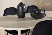 Spisestol Polar & Andy 2-pakk – svart + Spisebord ovalt 180 x 90 – hvitkalket