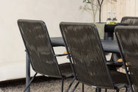 Spisegruppe Borneo & Bois 200 × 100 med 2-pakk spisestoler – svart og mørkegrå
