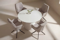 Spisestol 2-pakk brun + Rundt spisebord Ø120 – beige