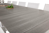 Spisebord Levels & Santorini rektangulært 229 × 100 + spisestol 2-pakk – hvit