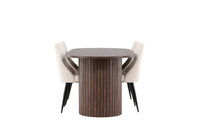 Spisegruppe oval 200 x 90 2-pakk – mocca og beige