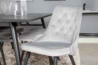 Spisebord Sleek & Velvet Deluxe 195 x 95 + 2-pakk spisestol – svart og lys grå