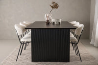 Spisegruppe Chico & Vail 2-pakk + spisebord 200 × 100 – hvit og svart